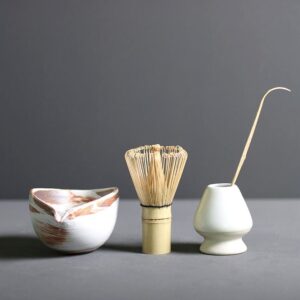 complete japanese matcha set with chawan chasen naoshi chashaku