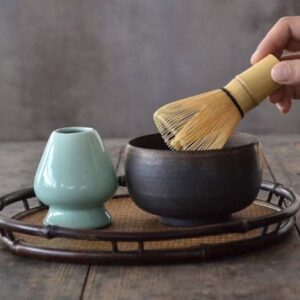 complete traditional japanese matcha set full view with all tools arranged