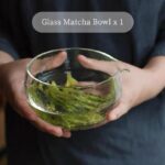 complete japanese matcha set with hammered glass matcha bowl