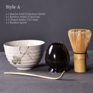 complete traditional japanese matcha set style a with chawan chasen naoshi chashaku