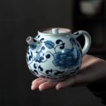 japanese mini blue and white porcelain teapot main product view