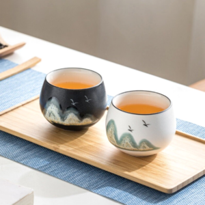 hand painted japanese mountain ceramic japanese tea cup