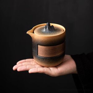 portable japanese mountain ceramic travel gongfu tea set style b full view