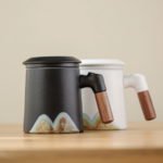japanese mountain loose leaf tea infuser mug with lid 13oz