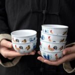 antique style japanese porcelain chicken tea cups set of 6 main view