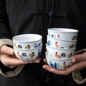 antique style japanese porcelain chicken tea cups set of 6 main view