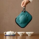 5oz Japanese porcelain travel tea set with hard carrying case full set view