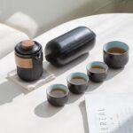 complete japanese portable ceramic travel tea set 5.75oz with carry case