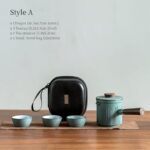 style a japanese portable ceramic travel tea set full view with carrying case