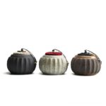 japanese pumpkin ceramic tea canister side view