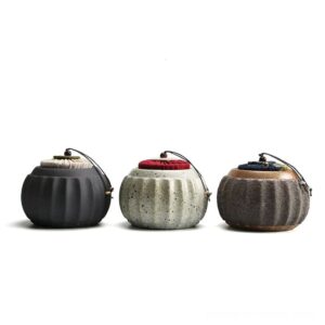 japanese pumpkin ceramic tea canister side view