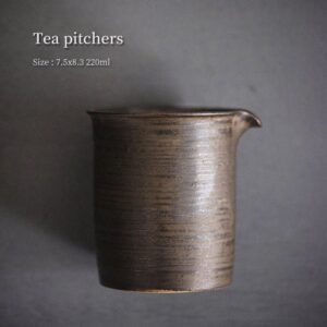 japanese rustic iron glazed ceramic fairness cup overall view