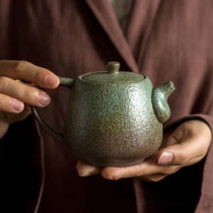japanese rustic pottery teapot full product view