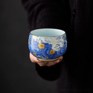 handcrafted japanese starry sky japanese tea bowl side view