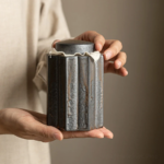 japanese tea bowl canister wabi-sabi ceramic japanese tea canister front view