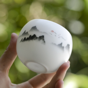 hand painted ink landscape japanese tea cup 5oz main product view