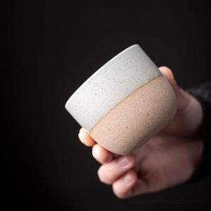 set of 6 textured two-tone handmade japanese tea cups