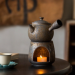 japanese teapot and candle warming stove ceramic set