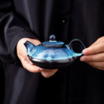 japanese style tenmoku yohen blue-green ceramic teapot 5.4oz