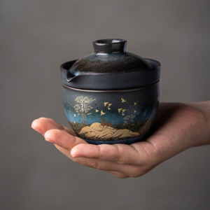 portable japanese travel tea set with gaiwan and teacup full view