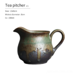Japanese vintage bronze green fairness cup 11oz ceramic tea pitcher side view