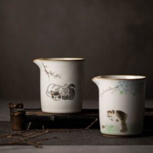 10oz kawaii cat japanese ceramic fairness cup tea pitcher full product view