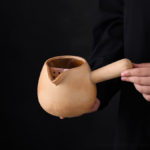 large heatable Japanese Kyusu teapot full side view