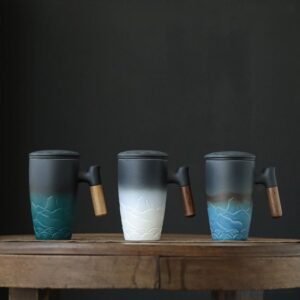 loose leaf tea infuser mug full view of gradient ceramic mug with infuser