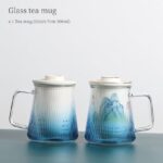 10oz loose leaf tea infuser mug glass with ceramic tea infuser blue gradient