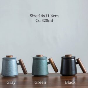 loose leaf tea infuser mug with wood handle and built-in strainer