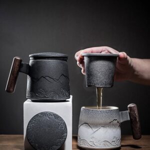 japanese loose leaf tea infuser mug with lid full product view