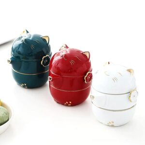 maneki-neko japanese ceramic travel tea set open view
