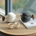 fully assembled maneki-neko lucky cat portable ceramic travel tea set