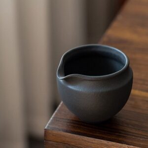 9.5oz minimalist volcanic clay japanese fairness cup gong dao bei deep matte black