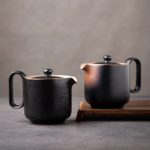 modern japanese clay teapot 8.8oz minimalist design front view