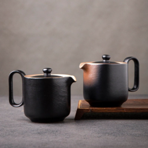 modern japanese clay teapot 8.8oz minimalist design front view