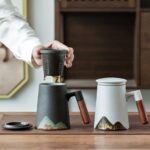 14oz mountain ceramic loose leaf tea infuser mug with lid