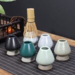 handcrafted naoshi ceramic chasen holder for japanese matcha set main view