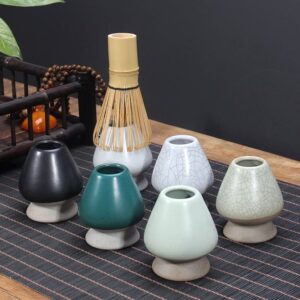 handcrafted naoshi ceramic chasen holder for japanese matcha set main view