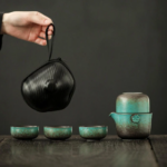 complete portable japanese ceramic travel tea set with carry bag