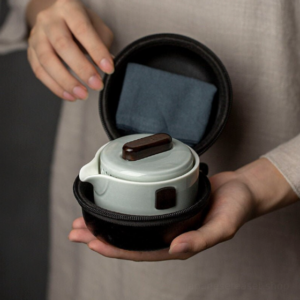 full portable japanese ceramic travel tea set with carrying bag