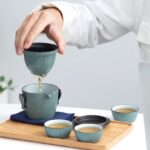 Portable Japanese ceramic travel tea set 3.9oz full set in carrying case