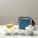 Portable Japanese Gongfu travel tea set style A with padded carrying case
