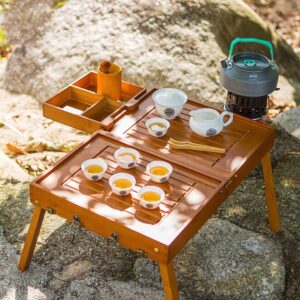 Full set of portable Japanese Gongfu Cha outdoor travel tea set unfolded with all components