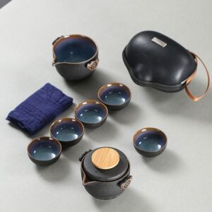 portable japanese travel kung fu tea set full set in carrying case