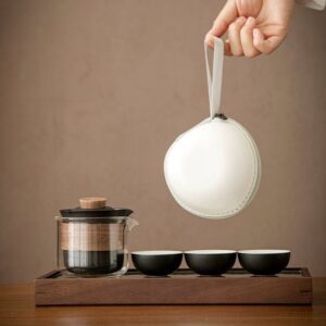 Portable Japanese travel tea set 6oz with carrying case