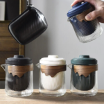 portable japanese travel tea set full set open view