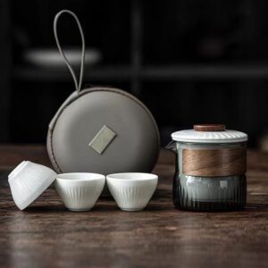 portable japanese travel tea set 6oz full set with carrying case