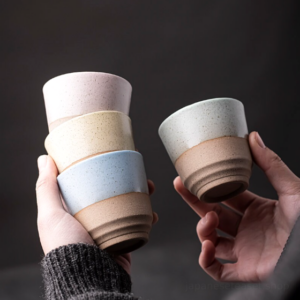 Set of 6 handmade Japanese clay tea cups 3.7oz product overview