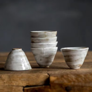 Set of 6 wabi-sabi japanese tea cups stacked view